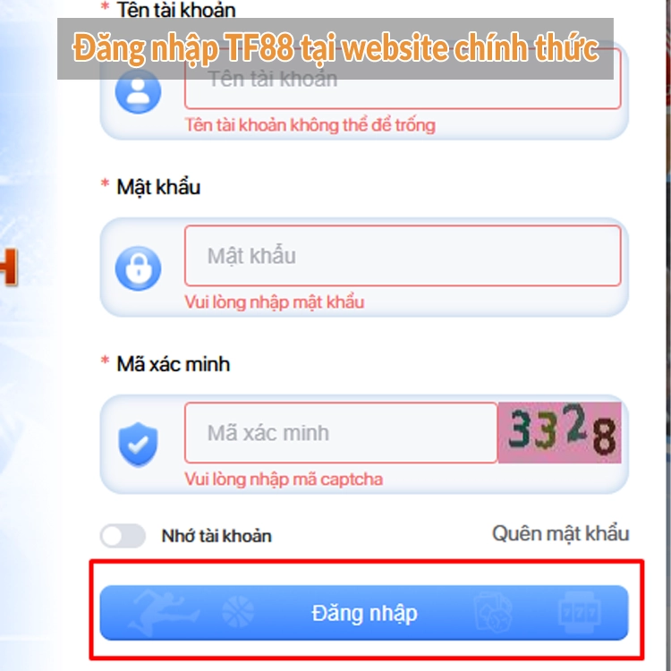 Đăng nhập TF88 tại website chính thức