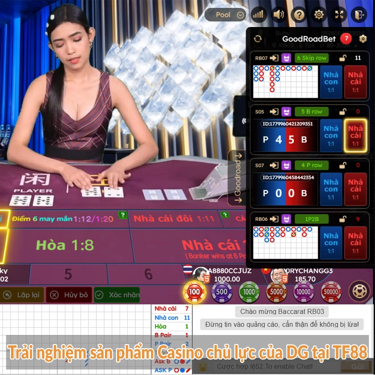 Trải nghiệm sản phẩm Casino chủ lực của DG tại TF88